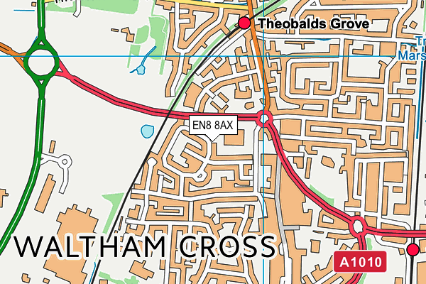 EN8 8AX map - OS VectorMap District (Ordnance Survey)