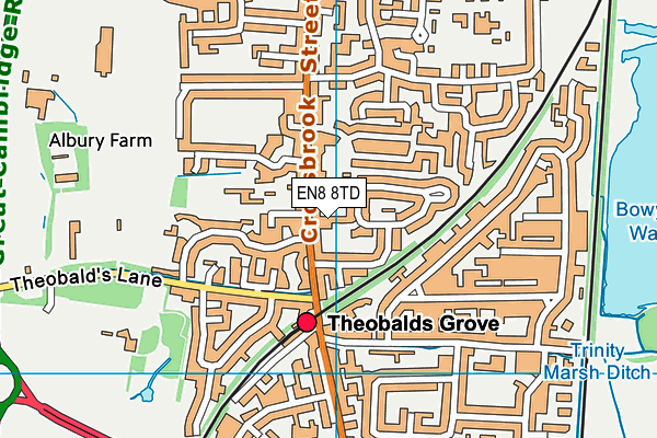 EN8 8TD map - OS VectorMap District (Ordnance Survey)