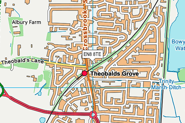 EN8 8TE map - OS VectorMap District (Ordnance Survey)