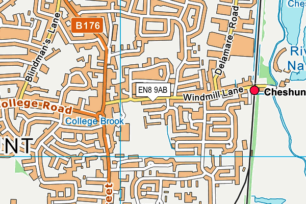 EN8 9AB map - OS VectorMap District (Ordnance Survey)