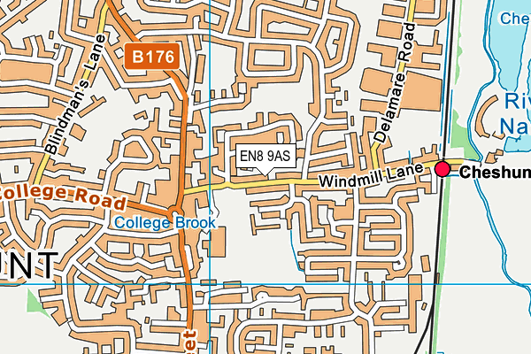 EN8 9AS map - OS VectorMap District (Ordnance Survey)