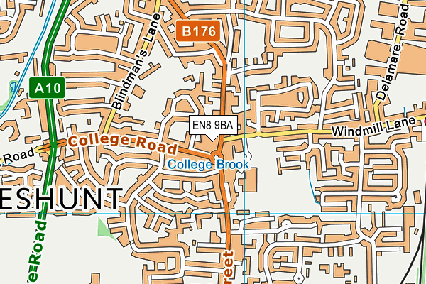 EN8 9BA map - OS VectorMap District (Ordnance Survey)