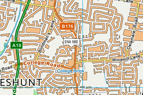 EN8 9BE map - OS VectorMap District (Ordnance Survey)