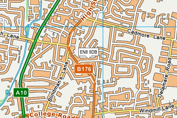 EN8 9DB map - OS VectorMap District (Ordnance Survey)