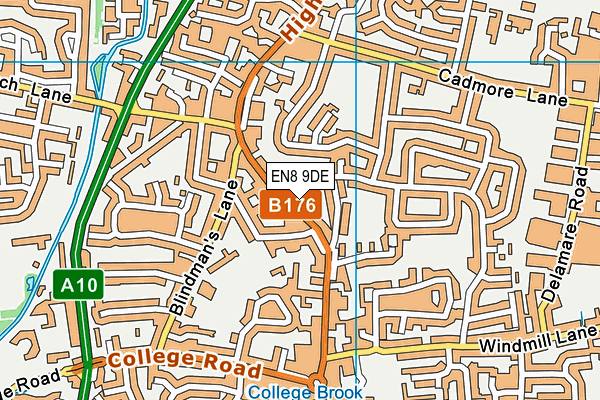 EN8 9DE map - OS VectorMap District (Ordnance Survey)