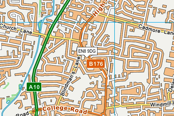 EN8 9DG map - OS VectorMap District (Ordnance Survey)