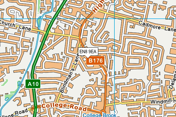 EN8 9EA map - OS VectorMap District (Ordnance Survey)