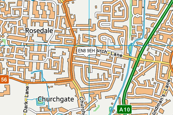 EN8 9EH map - OS VectorMap District (Ordnance Survey)