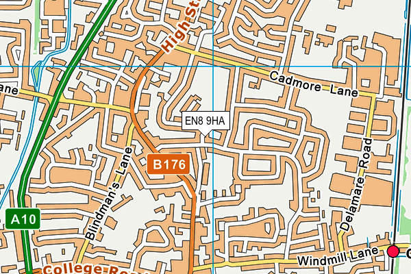 EN8 9HA map - OS VectorMap District (Ordnance Survey)