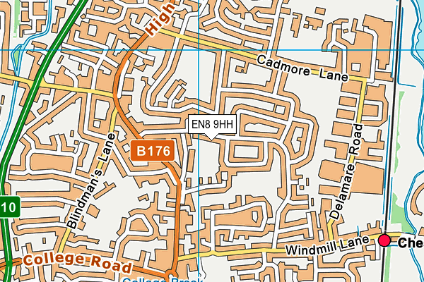 EN8 9HH map - OS VectorMap District (Ordnance Survey)