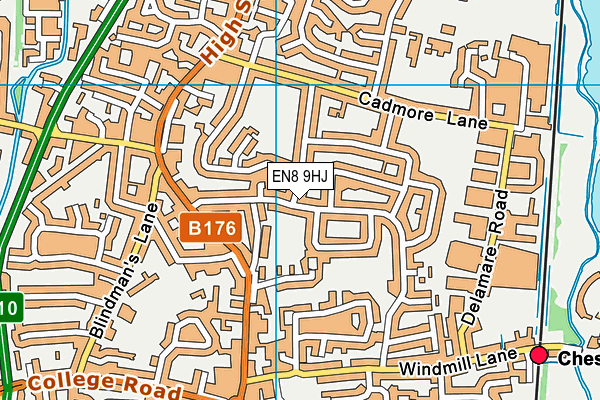 EN8 9HJ map - OS VectorMap District (Ordnance Survey)