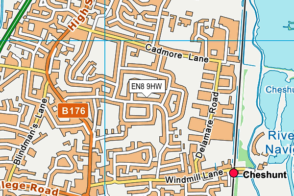 EN8 9HW map - OS VectorMap District (Ordnance Survey)