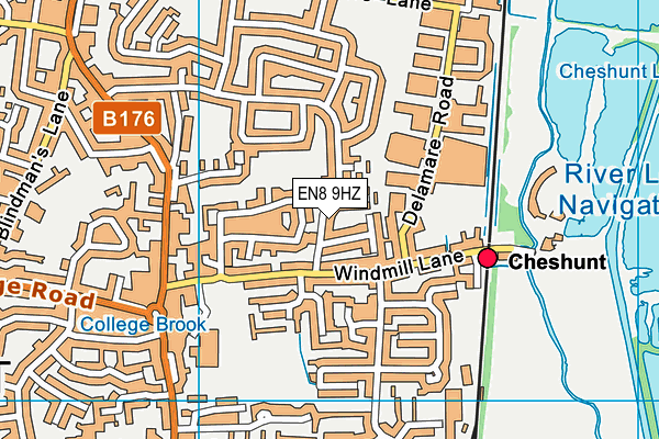 EN8 9HZ map - OS VectorMap District (Ordnance Survey)