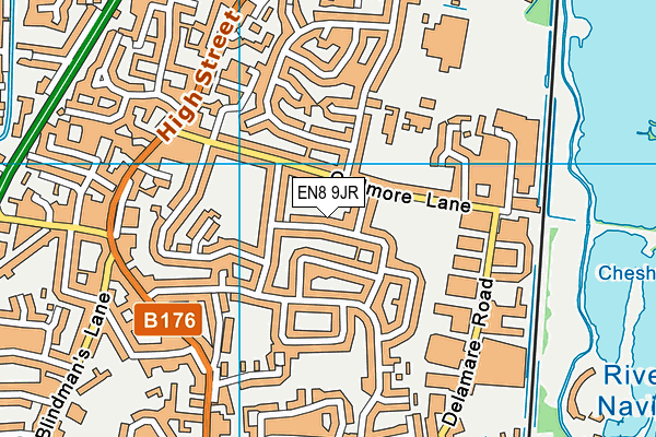 EN8 9JR map - OS VectorMap District (Ordnance Survey)
