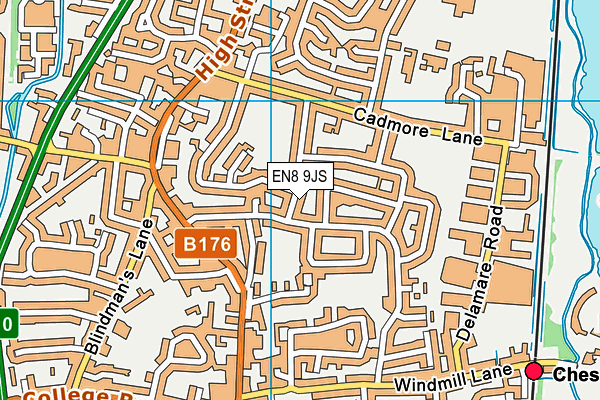 EN8 9JS map - OS VectorMap District (Ordnance Survey)