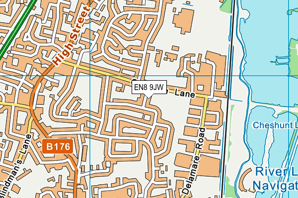EN8 9JW map - OS VectorMap District (Ordnance Survey)