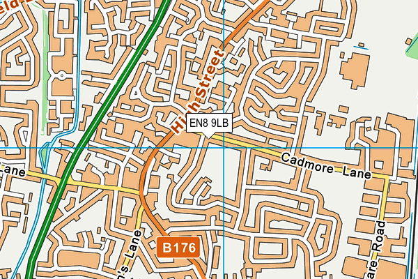 EN8 9LB map - OS VectorMap District (Ordnance Survey)