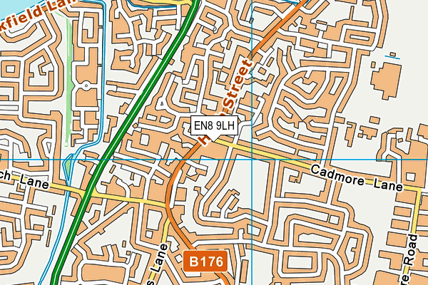 EN8 9LH map - OS VectorMap District (Ordnance Survey)
