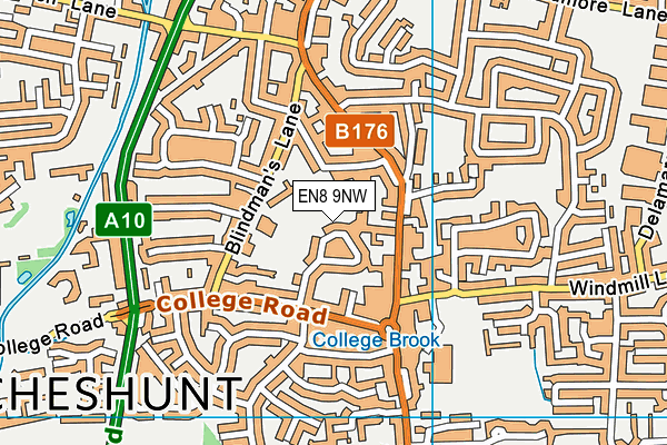 EN8 9NW map - OS VectorMap District (Ordnance Survey)