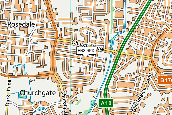 EN8 9PX map - OS VectorMap District (Ordnance Survey)