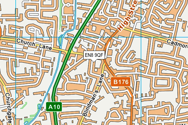 EN8 9QF map - OS VectorMap District (Ordnance Survey)