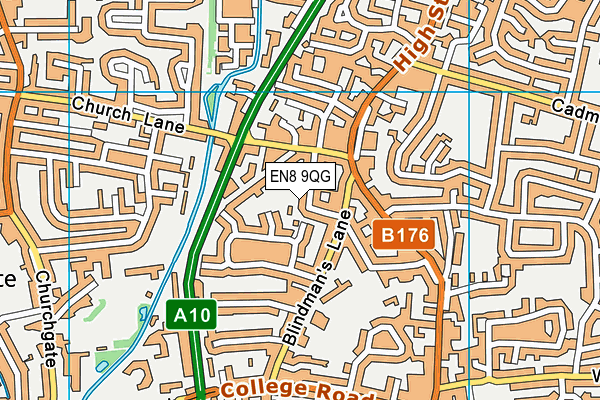 EN8 9QG map - OS VectorMap District (Ordnance Survey)