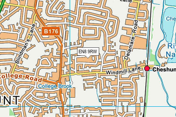 EN8 9RW map - OS VectorMap District (Ordnance Survey)