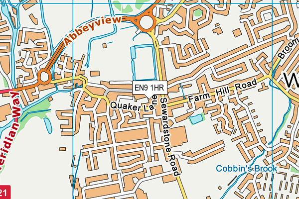 EN9 1HR map - OS VectorMap District (Ordnance Survey)