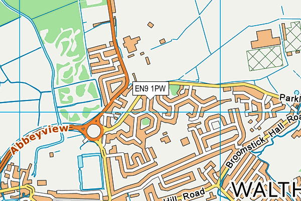 EN9 1PW map - OS VectorMap District (Ordnance Survey)