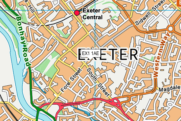 EX1 1AE map - OS VectorMap District (Ordnance Survey)