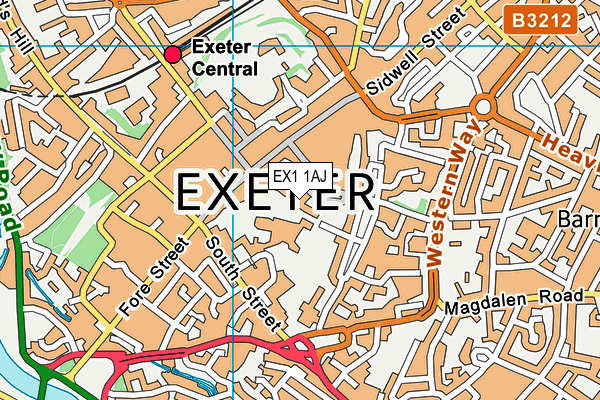 EX1 1AJ map - OS VectorMap District (Ordnance Survey)