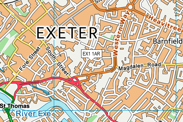 EX1 1AR map - OS VectorMap District (Ordnance Survey)