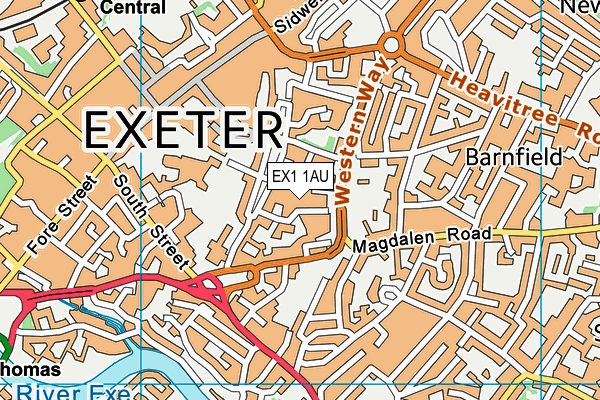 EX1 1AU map - OS VectorMap District (Ordnance Survey)