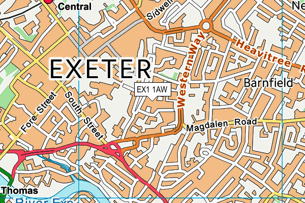 EX1 1AW map - OS VectorMap District (Ordnance Survey)