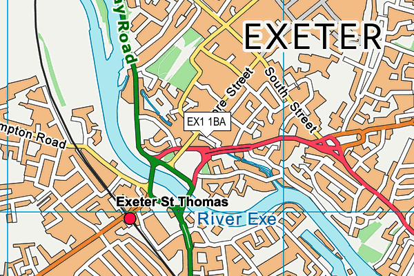 EX1 1BA map - OS VectorMap District (Ordnance Survey)