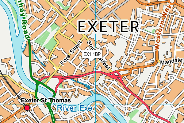 EX1 1BP map - OS VectorMap District (Ordnance Survey)