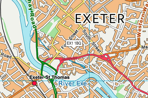 EX1 1BQ map - OS VectorMap District (Ordnance Survey)