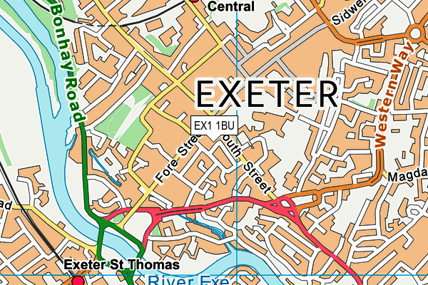 EX1 1BU map - OS VectorMap District (Ordnance Survey)