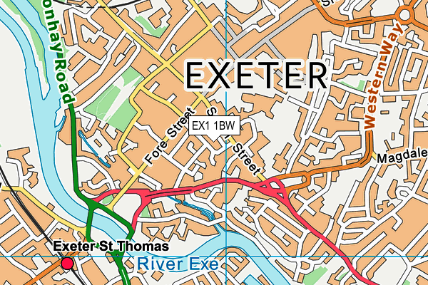 EX1 1BW map - OS VectorMap District (Ordnance Survey)