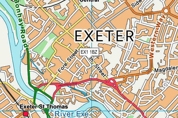 EX1 1BZ map - OS VectorMap District (Ordnance Survey)