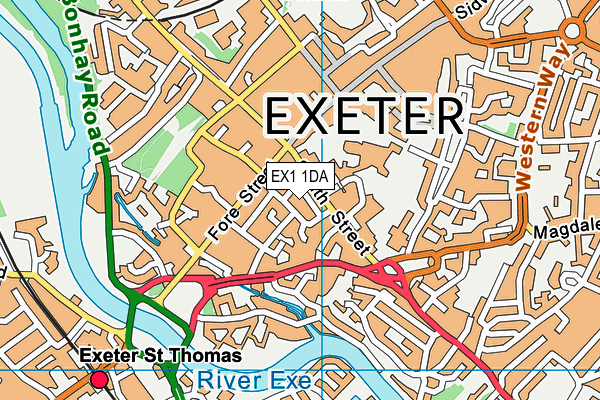 EX1 1DA map - OS VectorMap District (Ordnance Survey)