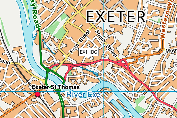 EX1 1DG map - OS VectorMap District (Ordnance Survey)