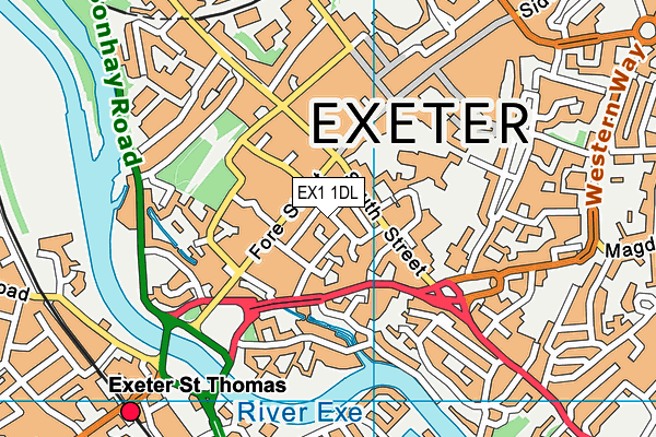 EX1 1DL map - OS VectorMap District (Ordnance Survey)