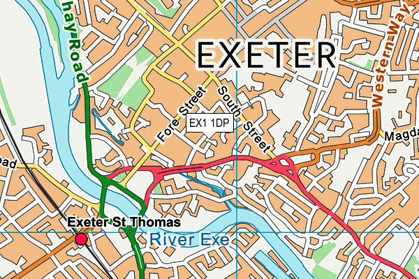 EX1 1DP map - OS VectorMap District (Ordnance Survey)