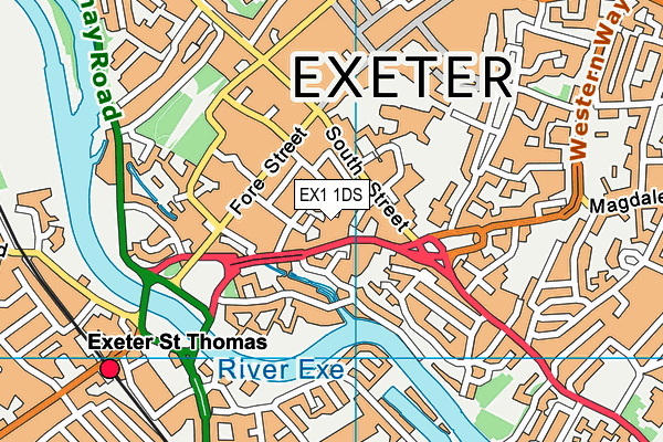 EX1 1DS map - OS VectorMap District (Ordnance Survey)