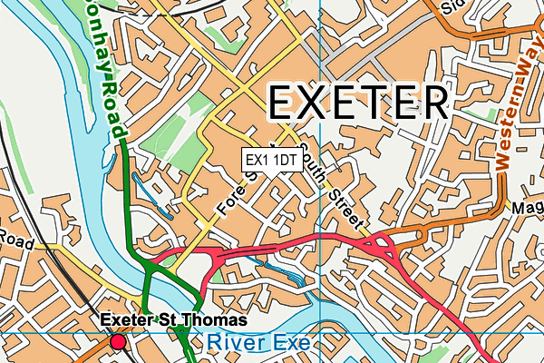 EX1 1DT map - OS VectorMap District (Ordnance Survey)