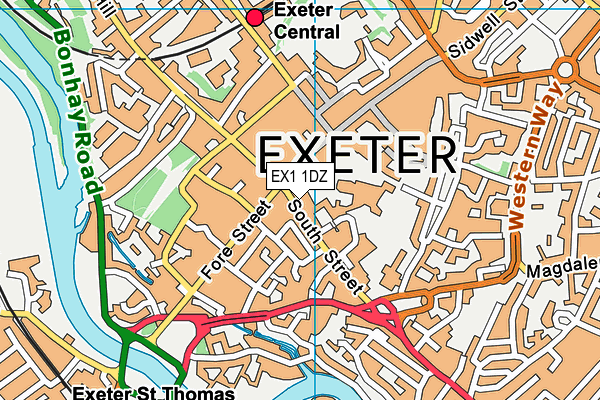 EX1 1DZ map - OS VectorMap District (Ordnance Survey)