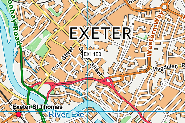 EX1 1EB map - OS VectorMap District (Ordnance Survey)