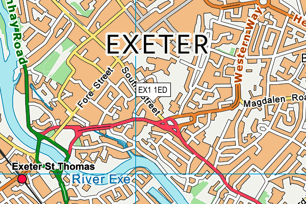 EX1 1ED map - OS VectorMap District (Ordnance Survey)