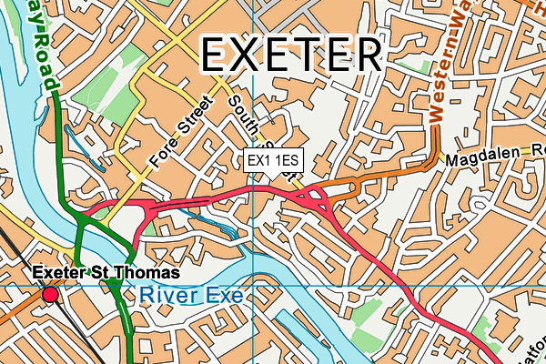 EX1 1ES map - OS VectorMap District (Ordnance Survey)